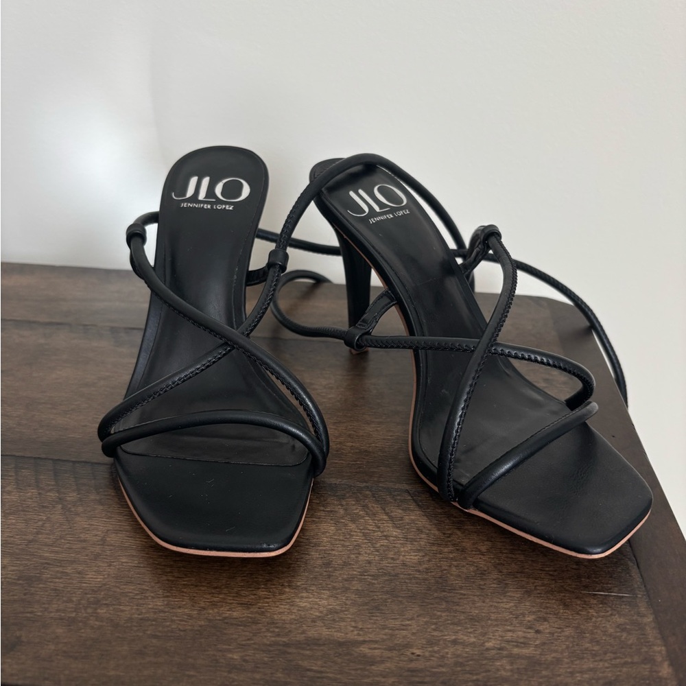 Jennifer Lopez Elegant Black Strappy Heels